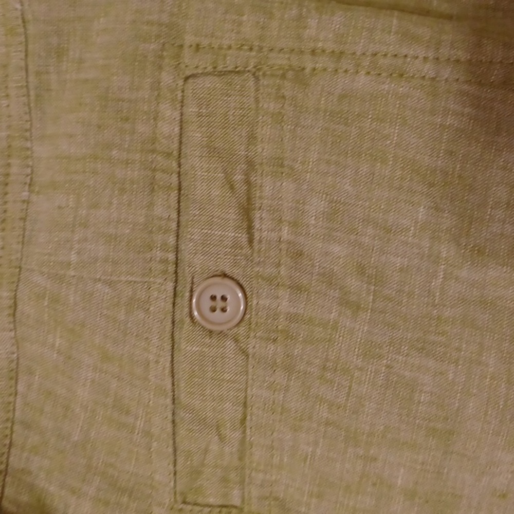 TU sz 12, 100% Linen drawstring wide leg pants in a muted basil green. - Picture 6 of 10